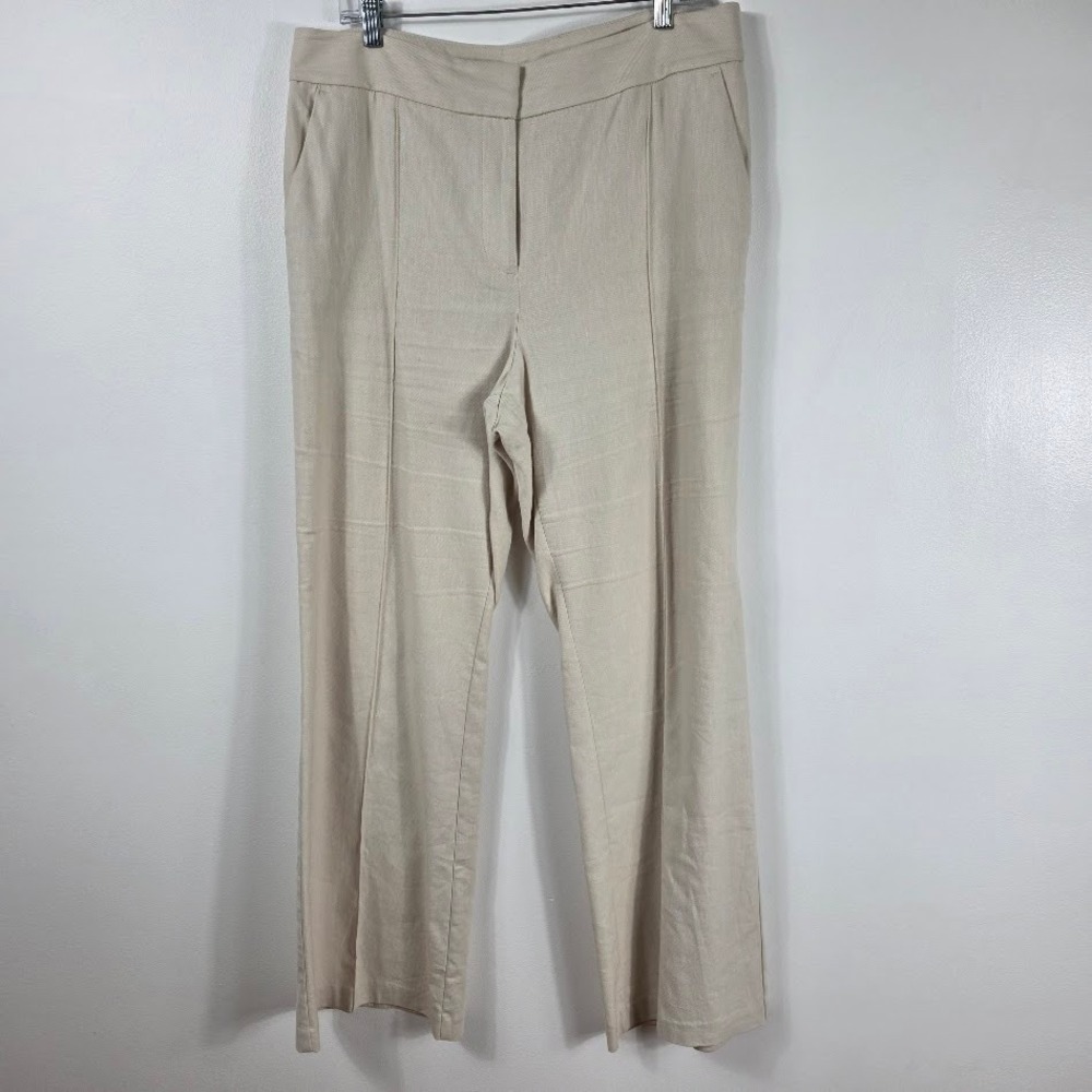 Loft Wide Leg Trousers 14 Womens Cotton Linen Blend Academic Coastalgrandma Airy